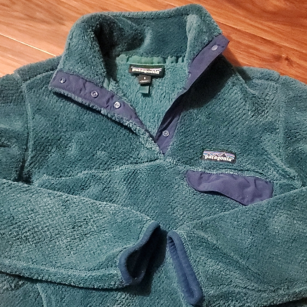 Patagonia Women's  Re-Tool Snap-T, Teal Fleece Sweater - Picture 3 of 6